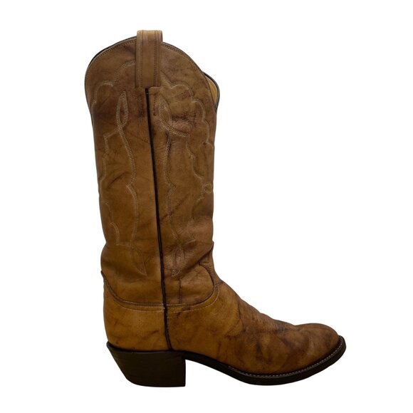 Tony Lama Men’s Tan Brown Leather Vintage Style Western Cowboy Boots Size 6.5D - Picture 1 of 11